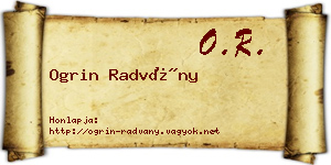 Ogrin Radvány névjegykártya